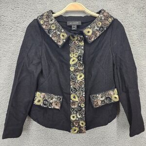 St. John Women's Size 4 Embellished Knit Evening Jacket Sequin Beaded Trim Black